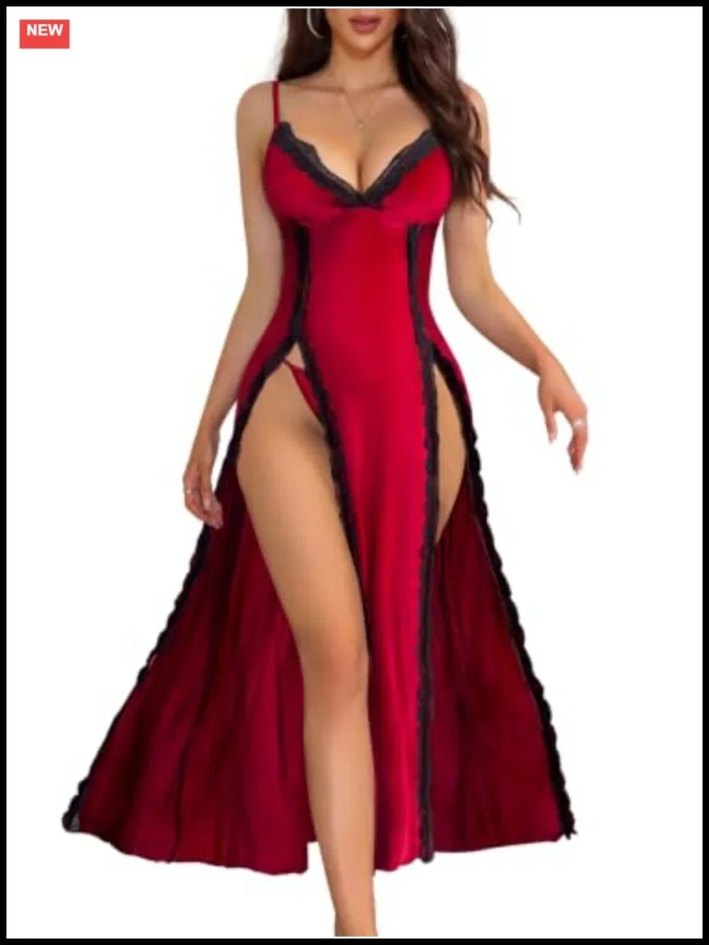 Silky Sleeveless V-Neck Babydoll Chemise Nightgown with Thong 2pc Set